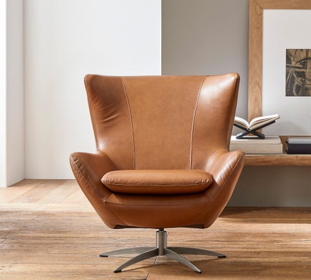 Wells Leather Swivel Armchair