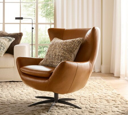 Wells Leather Swivel Armchair