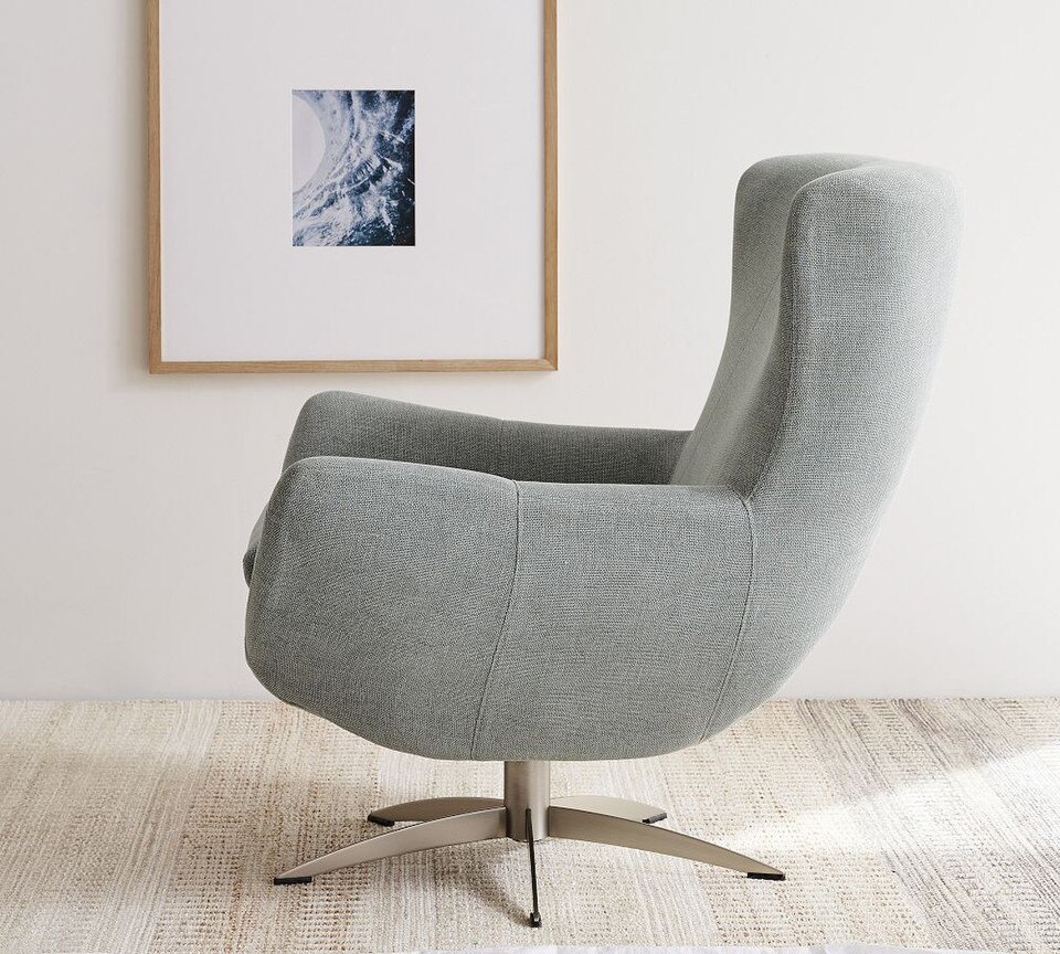 Wells Upholstered Tight-Back Swivel Armchair