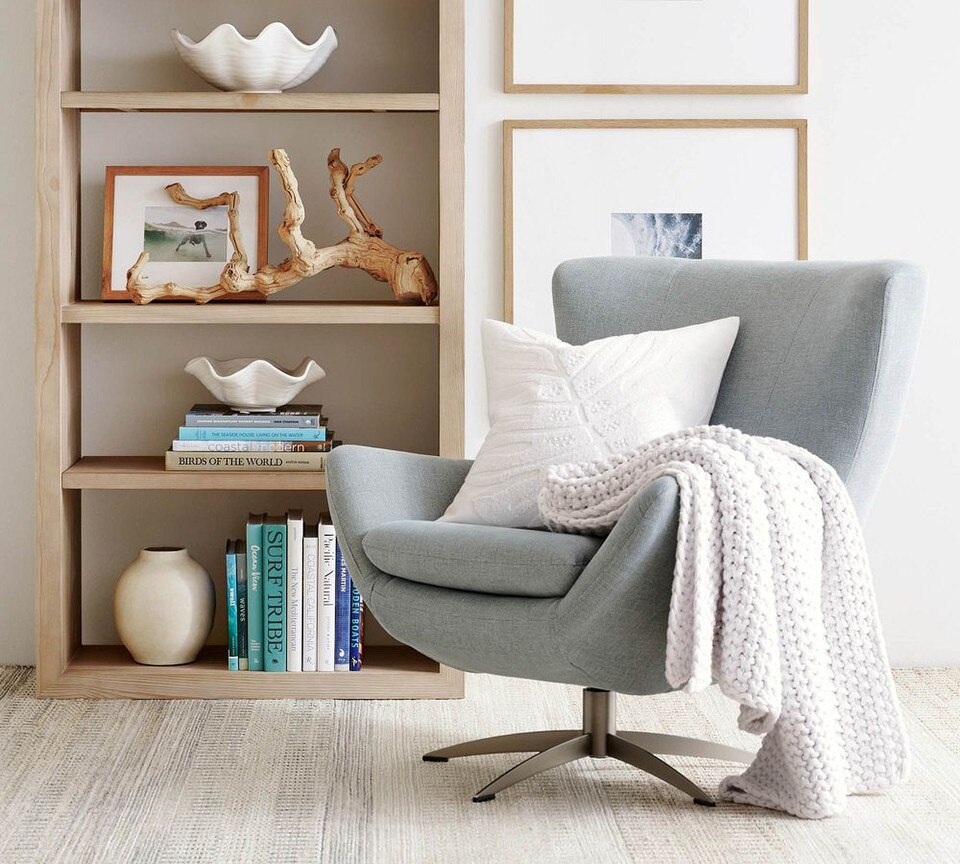 Wells Upholstered Tight-Back Swivel Armchair