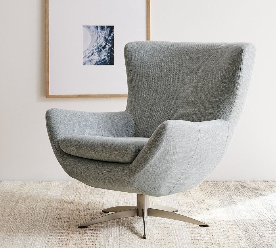 Wells Upholstered Tight-Back Swivel Armchair