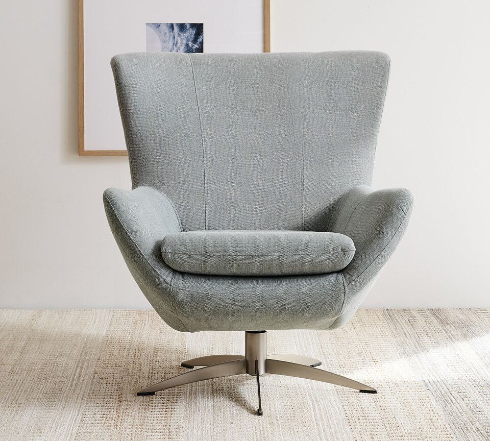 Wells Upholstered Tight-Back Swivel Armchair