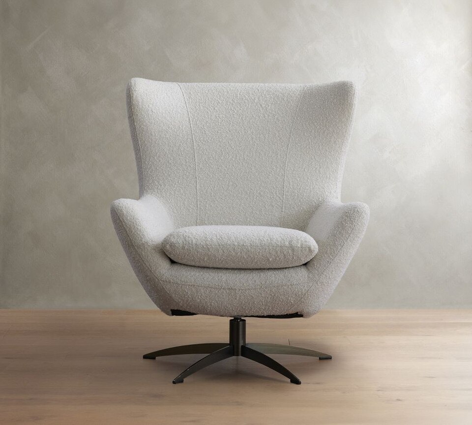 Wells Upholstered Tight-Back Swivel Armchair