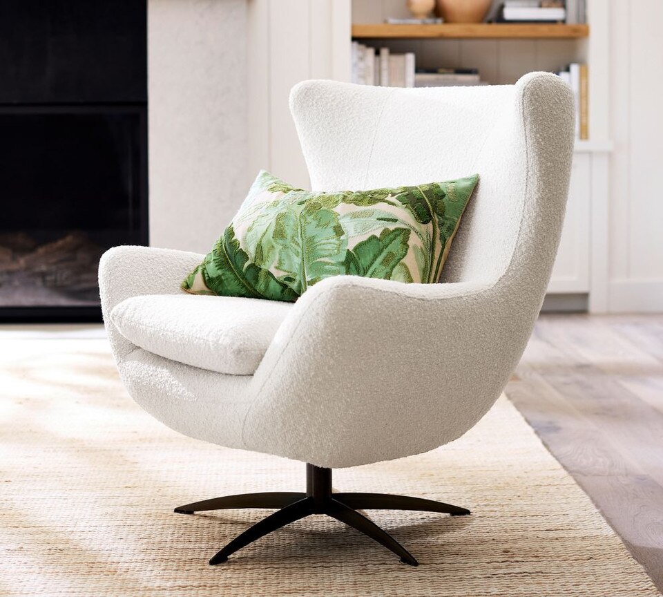 Wells Upholstered Tight-Back Swivel Armchair