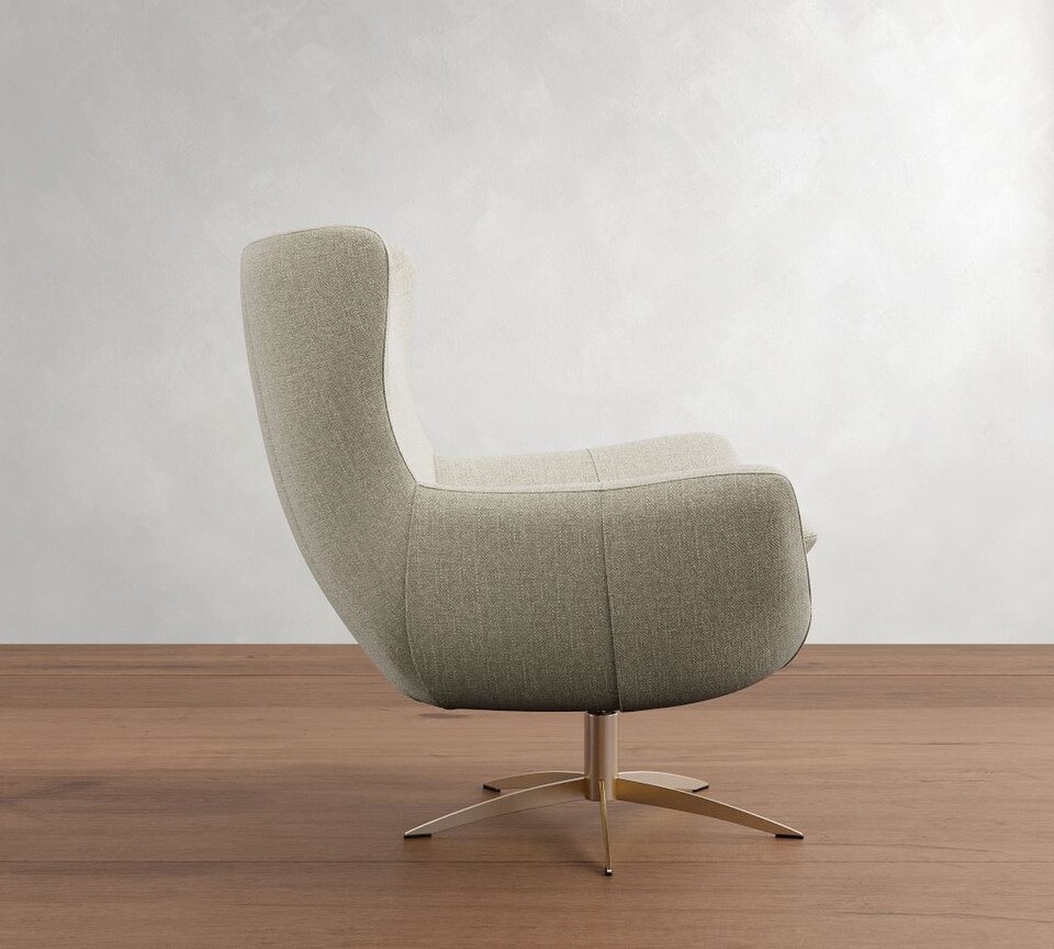 Wells Upholstered Tight-Back Swivel Armchair