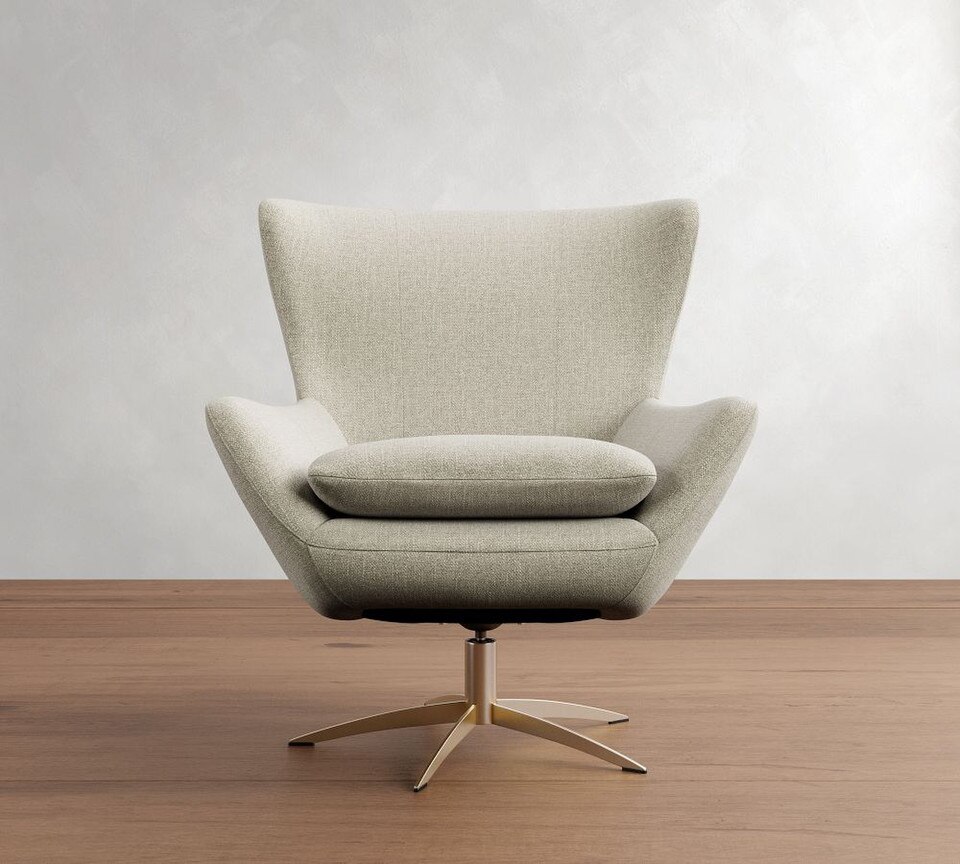 Wells Upholstered Tight-Back Swivel Armchair