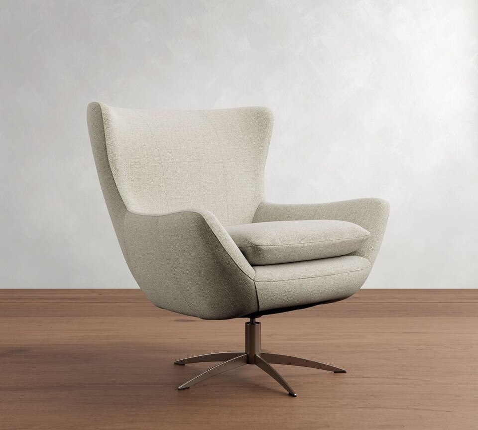 Wells Upholstered Tight-Back Swivel Armchair