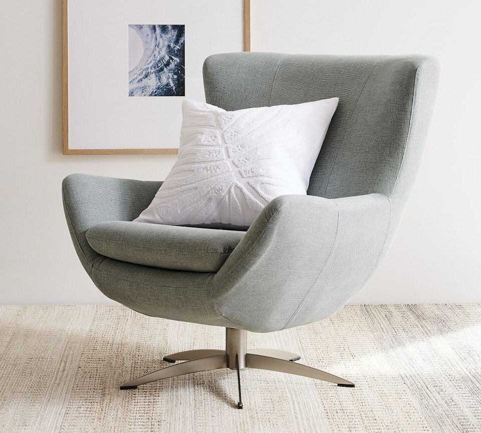 Wells Upholstered Tight-Back Swivel Armchair