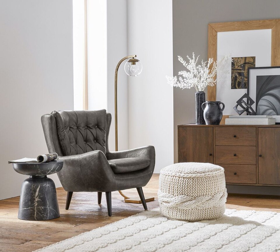 Wells Tufted Leather Armchair