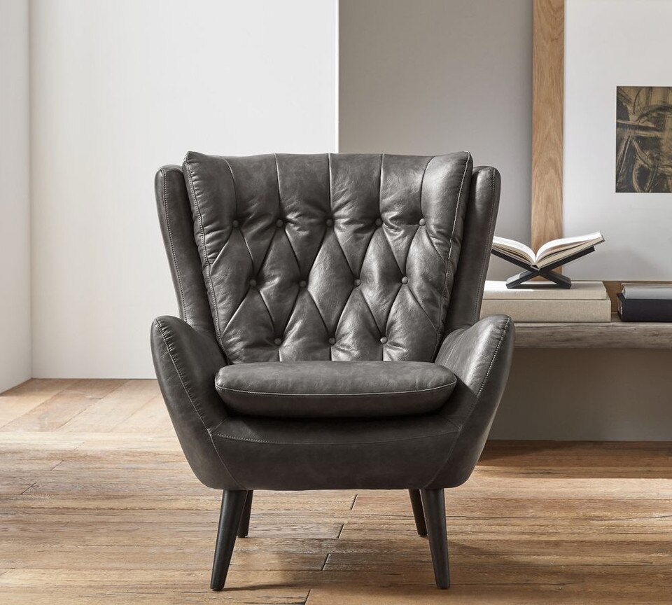 Wells Tufted Leather Armchair