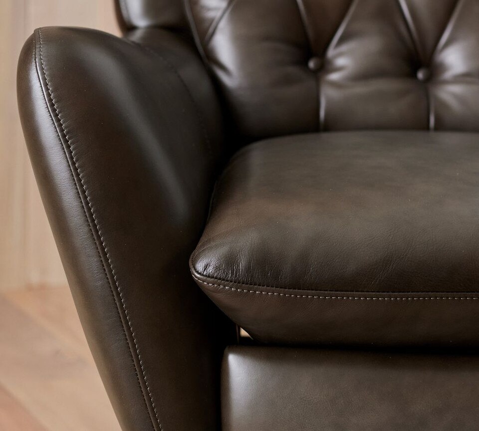 Wells Tufted Leather Swivel Recliner