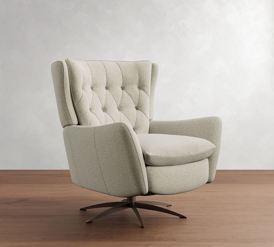 Wells Upholstered Tufted Swivel Recliner