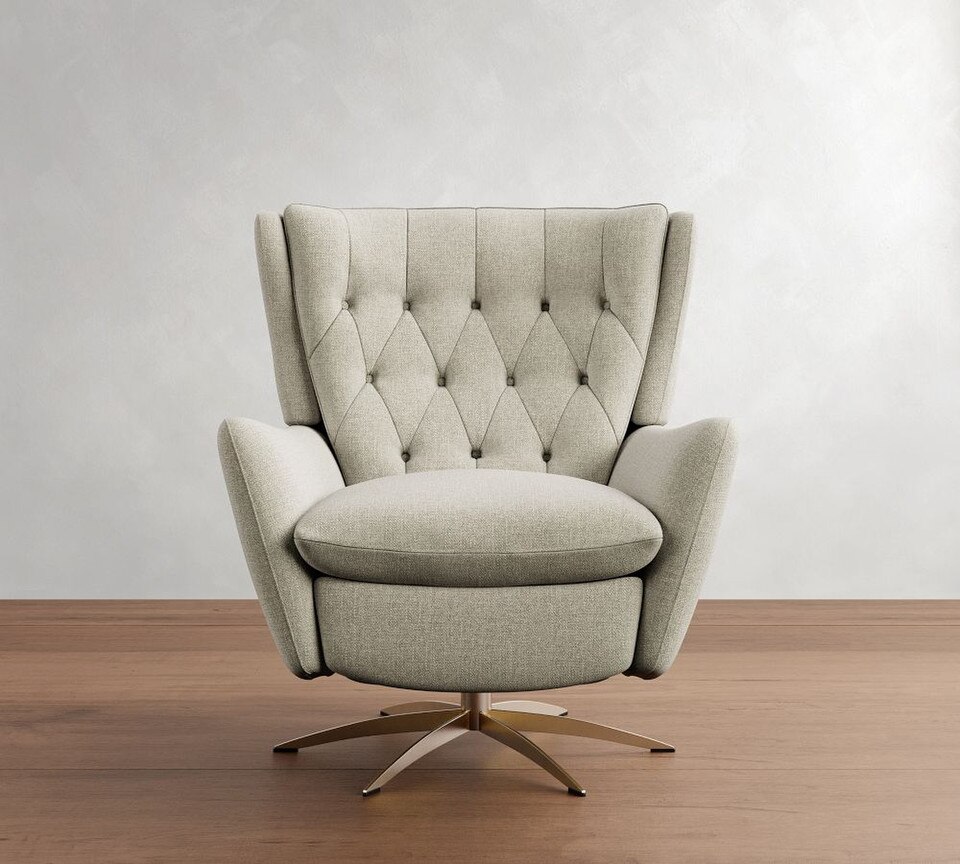 Wells Upholstered Tufted Swivel Recliner