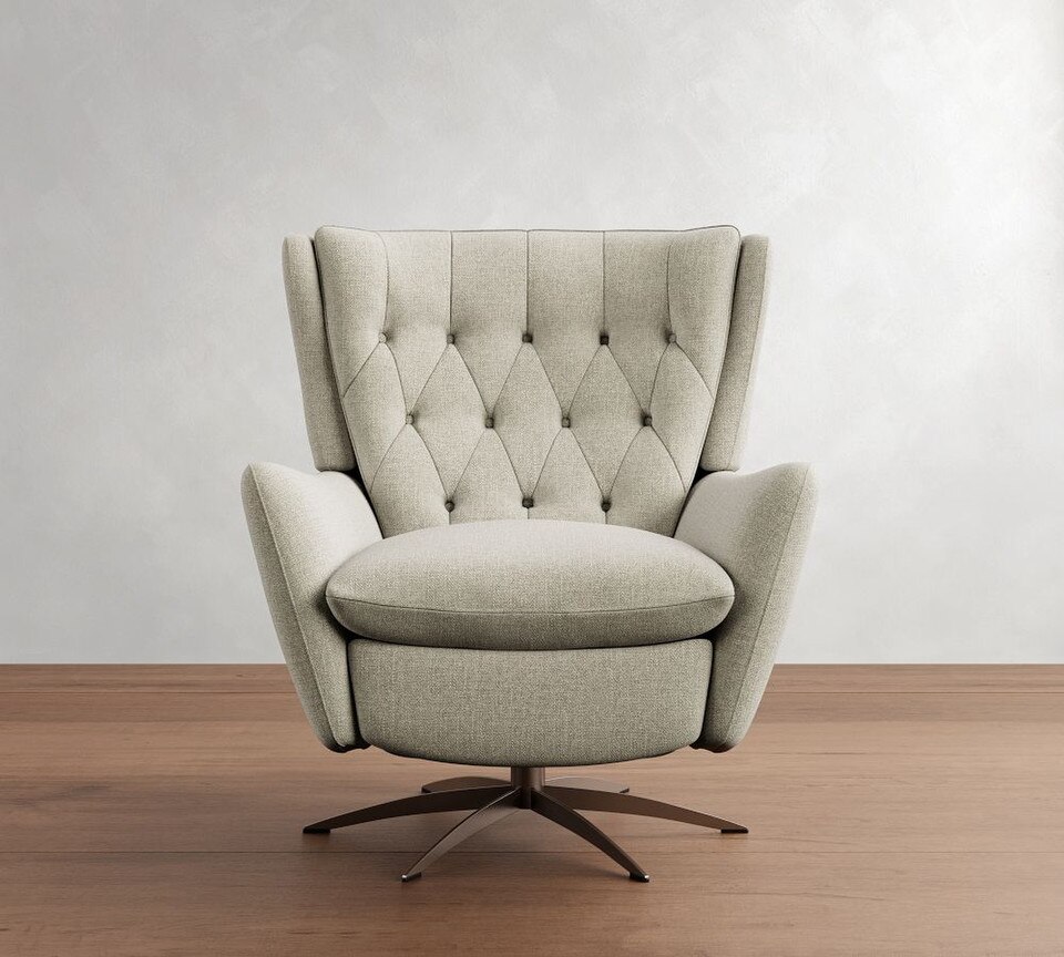 Wells Upholstered Tufted Swivel Recliner