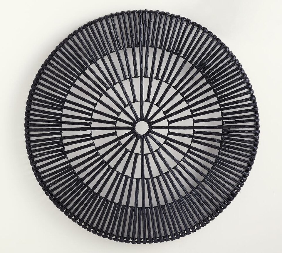 Handwoven Willow Wheel Wall Art - Black, 122 cm